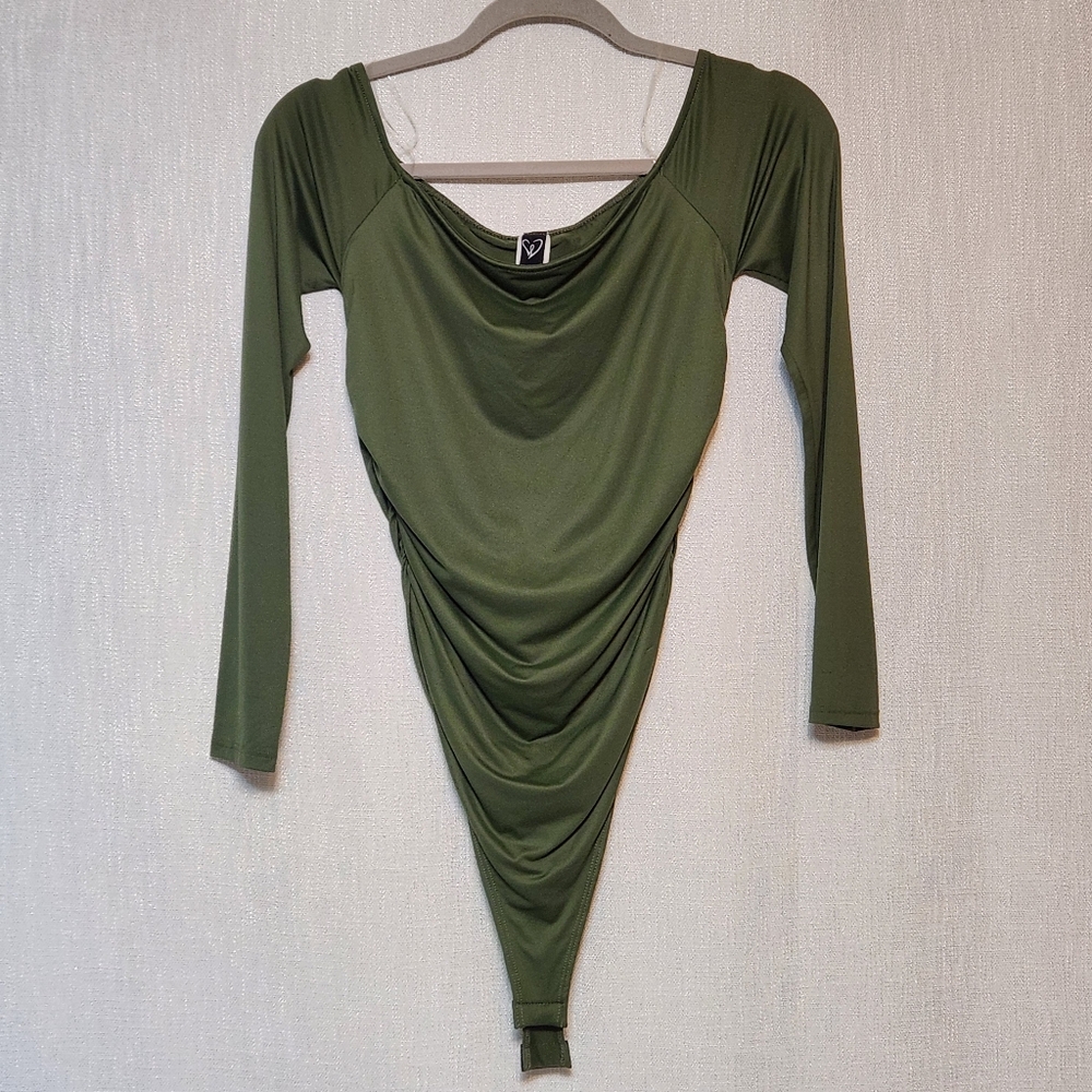 Windsor Body Suit Olive Snaps Long Sleeve XL